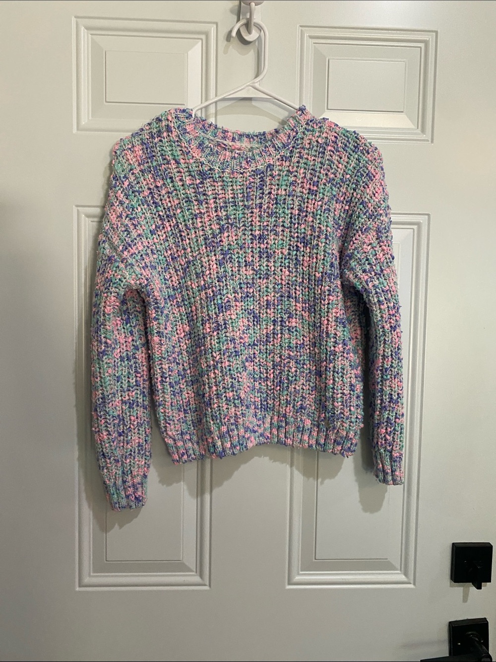 Justice Pastel Multicolor Chunky Knit Crewneck Sweater